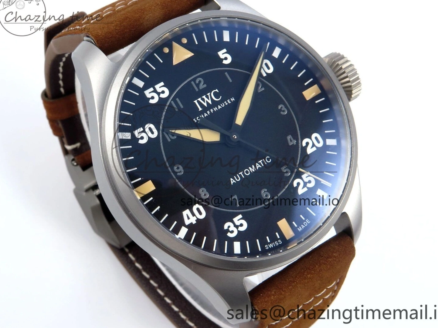 MIROTIME 0415 Big Pilot IW329701 M+F 1:1 Best Edition Black Dial on Brown Leather Strap MY RelaxedFit 7005